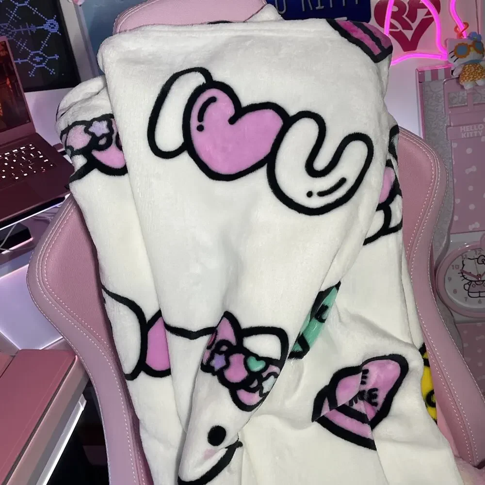 Hello Kitty Throw Blanket Valentine Love Conversation Candy Hearts 2025 Sanrio